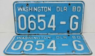 1980 Washington State Dealer License Plate Matching Pair Collector Set