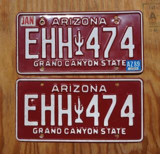 1989 Arizona License Plate Pair / Set