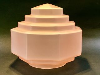 Vintage Antique Art Deco Glass Light Lamp Shade Pink Frosted