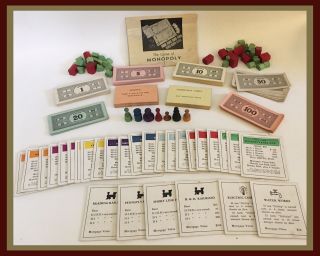 Vintage 1940’s Monopoly Game - Wood Pawns/houses/money/cards/instructions (m004)
