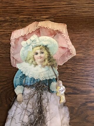 ANTIQUE COTTON BATTING VICTORIAN SCRAP CHRISTMAS ORNAMENTS - BABY AND LADY 3