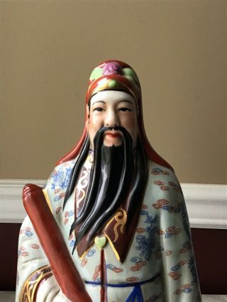 Large Vintage Chinese Porcelain Figurine Of A Wiseman 2