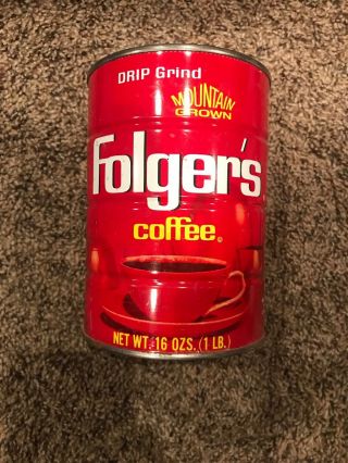 Vintage Folgers 16oz Drip Grind Coffee Tin