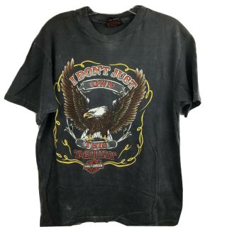 Harley Davidson I Don’t Just Own This A T - Shirt L Single Stitch Faded Grey 90s