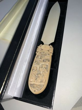 Victorian Chinese Cantonese Carved Bovine Bone Page Turner Letter Opener