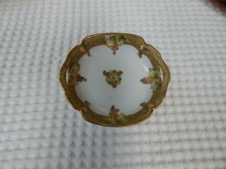 Vintage 5 " Nippon Hand Painted Gold With Grape Leaves Serving Dish
