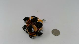 12 Vintage Chenille Orange & Black Bumble Bees Wired Floral Crafts Corsage Picks