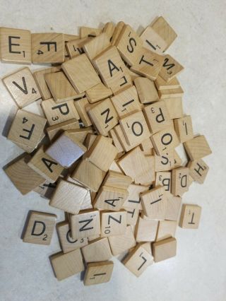 100 Vintage Assorted Wooden Scrabble Tiles
