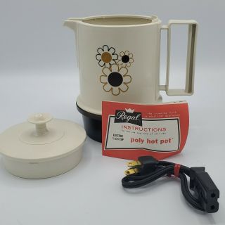 Vtg Regal Poly Hot - Pot 5 Cup Electric Hot Water Coffee Tea Daisy Pattern