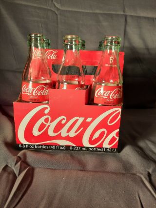 Coca Cola Classic 6 Pack 8 Oz.  Bottles Empty Formula Coke Vintage
