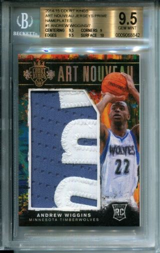 Andrew Wiggins 2014 - 15 Panini Court Kings Jersey Patch Nameplate Bgs 9.  5 6/7