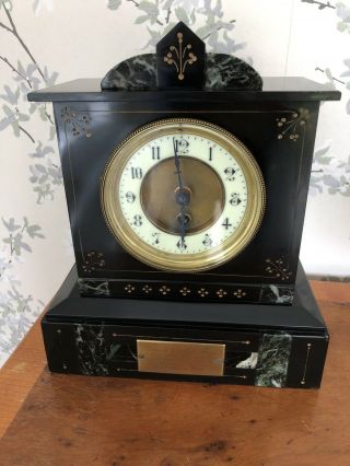 Victorian Jules Rolez Limited Paris,  French Slate & Marble Mantel Clock