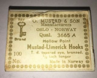 Vintage Mustad Limerick Size 12 Fishing Hooks For Fly Tying Qual 3665 A