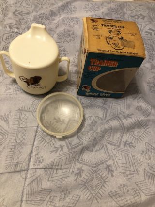 Vintage Tommee Tippee Trainer Cup Weighted Base,  Feed - Ezy,  Two Handled Two Lids