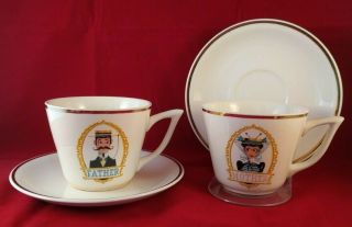 Vintage 16 Oz Pearl China Co 22 Kt Gold Trim Mother & Father Cup And Saucer Set