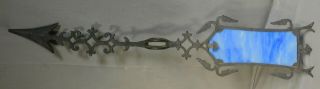 Antique Cast Iron Weather Vane Arrow Directional Stained Glass Lightning Rod Old