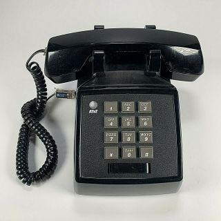 Vtg 1980s At&t Touch - Tone Push - Button Corded Landline Desk Phone Black
