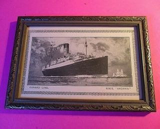 Framed 1928 Cunard White Star Lines Rms Andania Ship Art Deco,  Odin Rosenvinge