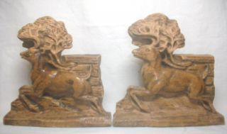 Vintage Canadian Whitetail Deer Bookends H A Hate 6.  25 By 6.  25 In.