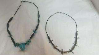 2 Vintage Native American Sterling Silver and Natural Turquoise Necklace 2