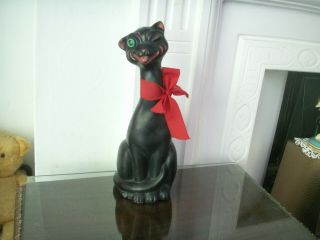 Old Antique English Arts And Crafts Pottery Winking Lucky Black Cat C.  1905 Luck