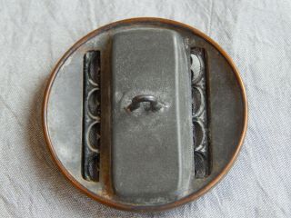 Antique Gay 90 ' s Button Purple Glass Steel Rivets Open Work Apx:1 - 5/8 