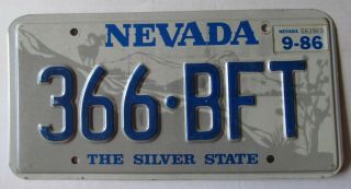 Nevada 1986 License Plate 366 - Bft