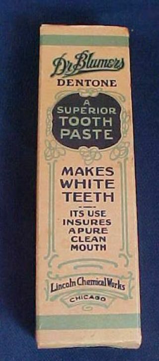 Vintage Dr Blumers Dentone Tooth Paste Box Lincoln Chemical Chicago