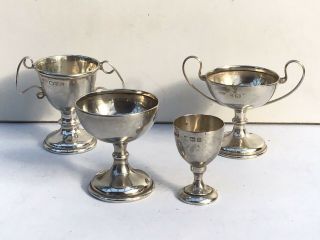 4 X Antique Solid Silver Miniature Cups/trophies 3 X Birm.  1907 1 X Chester 1913