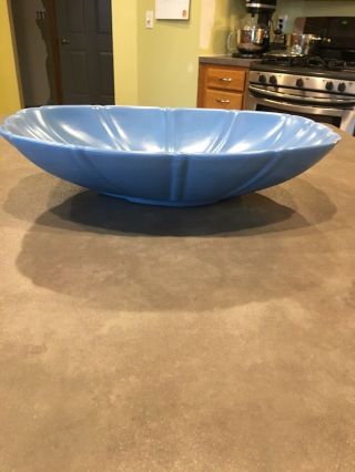 Vtg Bauer California Pottery Robin Blue Centerpiece Oblong Serving Dish Bowl
