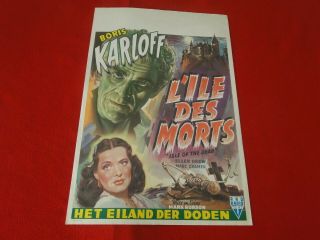 Vintage Belgium Monster Movie Poster Boris Karloff Isle Of The Dead