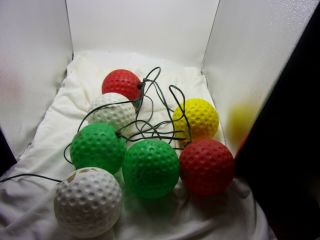 Vintage Blow Mold Golf Ball Shape Rv/patio Light String - 7 Lights -