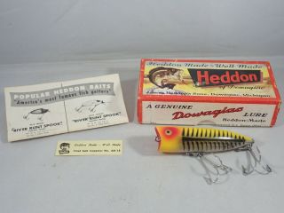 Vintage Heddon Dowagiac Chugger Spook Fishing Lure W/ 9540 Xryb Box & Paperwork