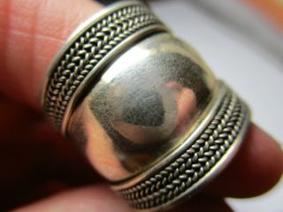 Sterling Silver 925 Estate Vintage Rope Cable Edged Cigar Band Ring Size 7