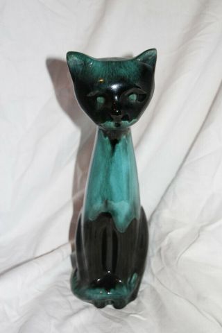 Vintage Blue Mountain Pottery Cat Green Drip Glaze 14 " Canada