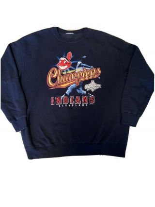 Vintage 1997 Cleveland Indians Crewneck Sweatshirt Chief Wahoo Xxl Al Champs