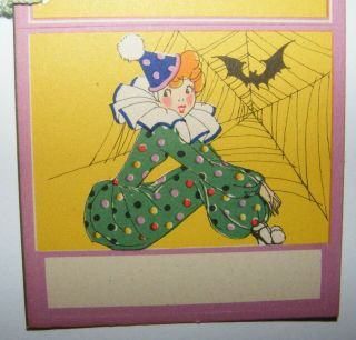 Vtg Hallmark 20s Art Deco Diecut Halloween Bridge Tally Flapper Girl Spider Web