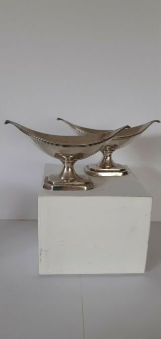 Antique Solid Sterling Silver Pedestal Salts Or (pickle Boats) ?1904,  145grams.
