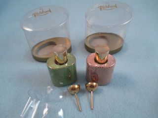 2 Vintage Richford Refillable Perfume Bottles W/ Funnels In Package