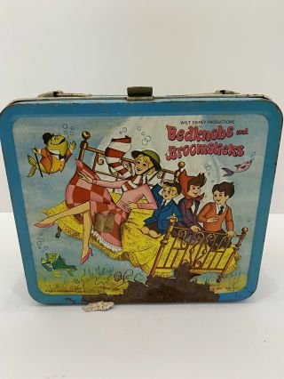 Vintage Walt Disney Bedknobs And Broomsticks Lunch Box Metal Missing Handle