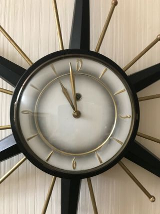 Vintage Sunburst Westclock 8 Day Clock With Key