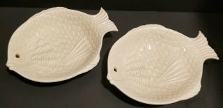 Fitz & Floyd Set Of 2 Vintage 1975 12 5/8 " In Long Fish Plates Trays Platters
