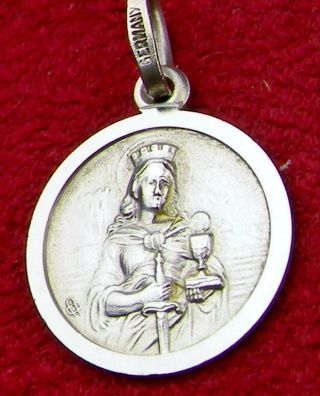 German Carmelite Nun’s Rare Vintage Saint Barbara Sterling Silver Rosary Medal