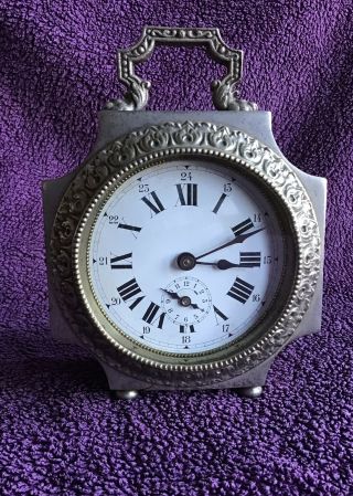 French Carriage Mantel Alarm Clock Antique Japy Frères For Restoration