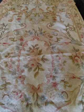Estate Vintage French Aubusson Rug/tapestry Hand Embroidered Size: 5 X 3 Feet