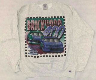 Vintage Logo 7 Brickyard 400 1995 Heather Grey Cotten Blend Sweatshirt Medium