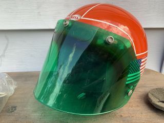 Vintage Bell Toptex Helmet /Visor/Shield - Size 7 1/4 S/M Snell 1970 - 2