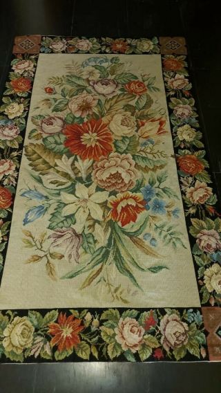 Devine Vintage French Aubusson Rug/tapestry Hand Embroidered Size:5 X 3 Feet