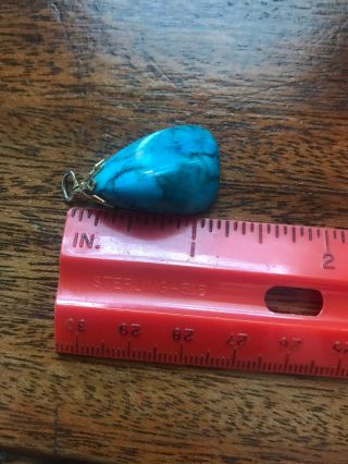 Vintage Blue Veined Natural Turquoise Rock Nugget Charm Pendant For Necklace