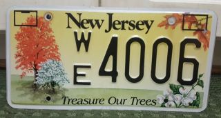 Jersey " Treasure Our Trees " License Plate Nj